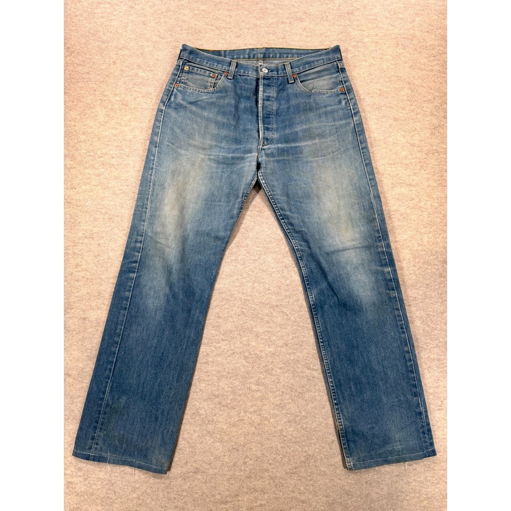Levi's 501 CoolMax Straight Leg Jeans Mens 36x34 Blue Denim Classic Button Fly